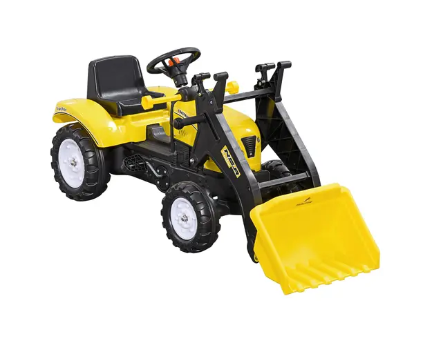HOMCOM Excavator cu Pedale pentru Copii de 3 Ani cu Cupa Frontala si Volan, 114x41x52 cm, Galben | Aosom Romania