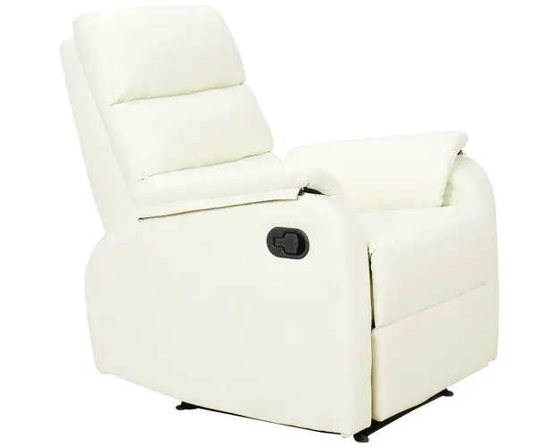 HOMCOM Fotoliu Relax Rabatabil Manual in Piele Sintetica, Crem, 75x92x99cm | Aosom Romania