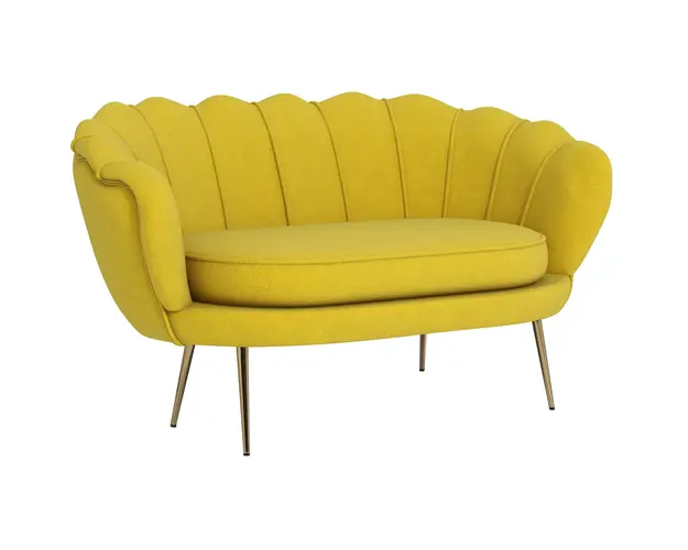HOMCOM Canapea Moderna de 2 Locuri cu Brate si Sezut Captusit, pentru Dormitor si Sufragerie, 130x77x77 cm, Galben | Aosom Romania