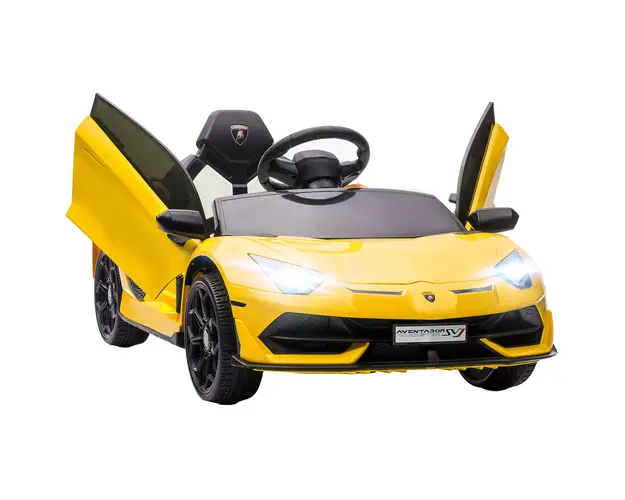 HOMCOM Masinuta Electrica pentru Copii de 12V cu 2 Motoare, Telecomanda, Faruri si Muzica, 107,5x63x42 cm, Galben | Aosom Romania