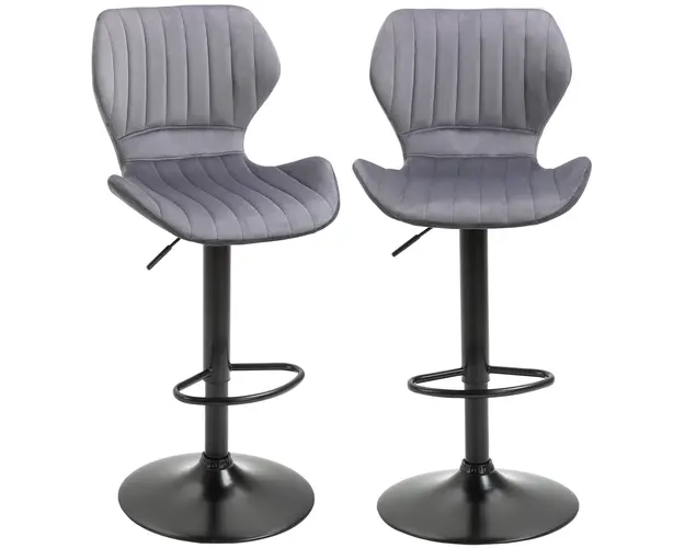 Set 2 scaune bar, inaltime reglabila, imitatie catifea HOMCOM | Aosom Romania