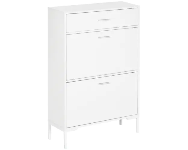HOMCOM Dulap Pantofi Modern, 12 Perechi, 2 Usi si Sertar, Alb | Aosom Romania