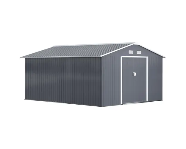 Outsunny magazie unelte, sopron din otel galvanizat, casuta de gradina pentru unelte de gradina 3.4x3.86x2m | AOSOM RO