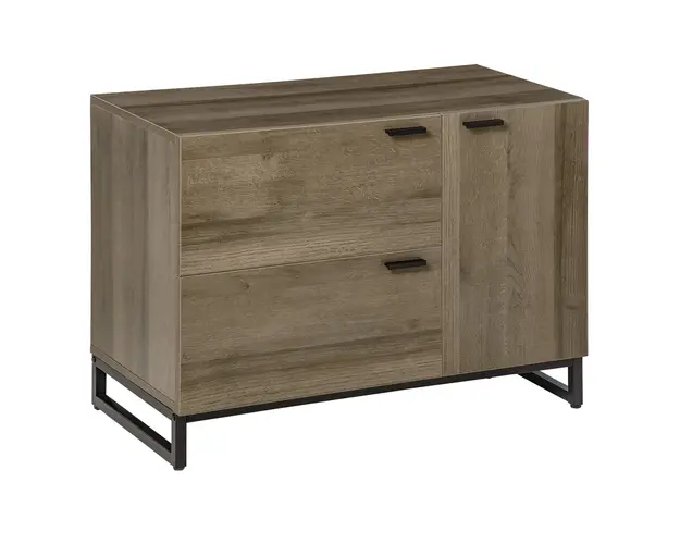 Bufet Multifunctional Modern HOMCOM, Combinatie Lemn si Metal, 2 Sertare si Dulapior, Design Elegant, 80x41.5x58cm, Lemn Natural | Aosom Romania