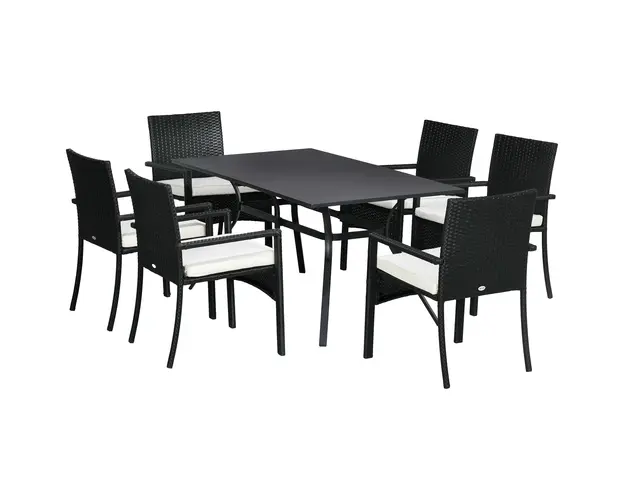Outsunny Set de 7 Piese din Ratan pentru Luat Masa, Set de Mese | Aosom Romania