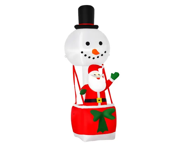 HOMCOM Mos Craciun Gonflabil pe Balon cu Lumini LED Integrate, Decoratiune de Craciun pentru Exterior | AOSOM RO