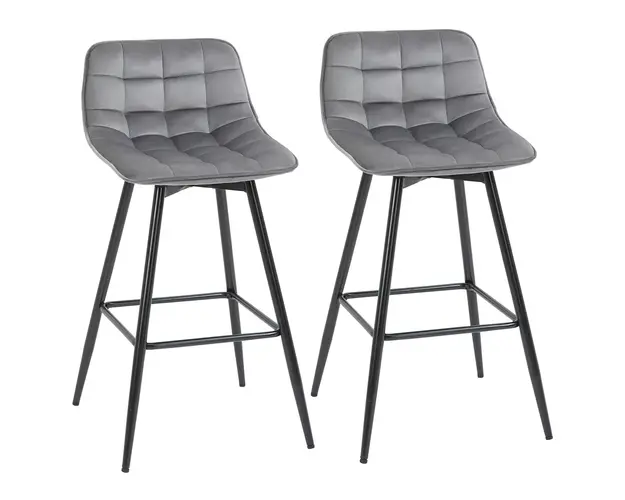 HOMCOM set 2 scaune de bar, stil nordic, 45x47x88 cm, gri | Aosom Romania