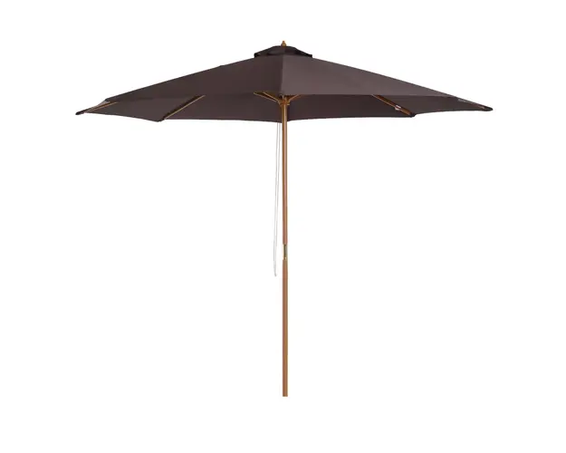 Outsunny Umbrela de Gradina cu Stalp din Lemn si Sipci, Material Poliester, Φ300x250cm, Nuanta Cafeniu | Aosom Romania