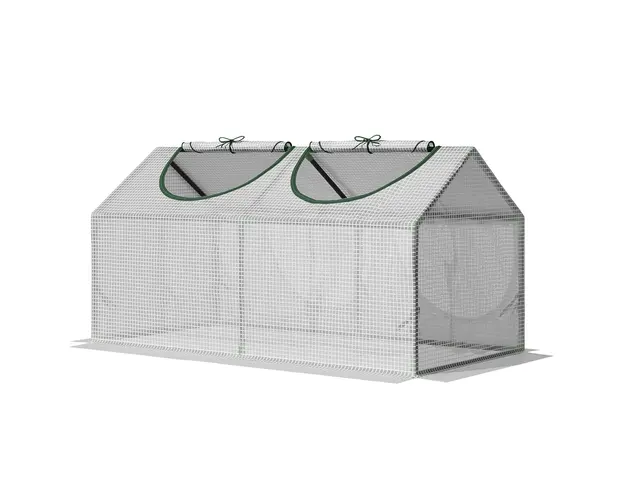 Mini Sera Outsunny pentru Plante, Legume, Fructe, cu 2 Ferestre, Design Portabil 119x60x60cm, Alb | Aosom Romania