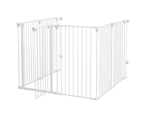 PawHut Tarc de Joaca 2-in-1 Multifunctional cu Poarta de Siguranta pentru Animale de Companie 6 Panouri Tarc cu Usa 100cm Inaltime Alb | Aosom Romania