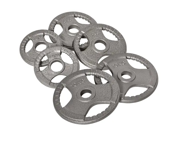 HOMCOM Set 6 Discuri Greutati pentru Haltere Greutate Totala 35kg, din Otel Emailat, Diametru central Փ5.4cm, Argintiu | Aosom Romania