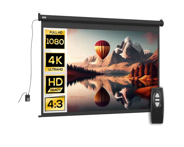 HOMCOM Ecran de Proiectie 100 inch, Format 4:3 Reglabil cu Telecomanda, Ecran de Proiectie Compact, 203x152 cm, Negru | Aosom Romania