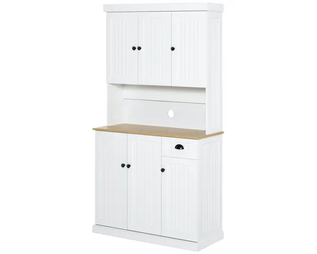 HOMCOM Bufet de Bucatarie Modern cu Dulap pentru Depozitare, Ideal pentru Cuptorul cu Microunde, Design Elegant, Alb | Aosom Romania