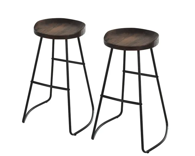 HOMCOM Set 2 Scaune de Bar Stil Industrial cu Design Ergonomic Maro 49.5x44x71 cm | Aosom Romania