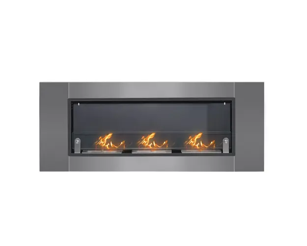 HOMCOM Semineu pe Bioetanol incalzitor din Inox 3 Rezervoare 1.5LT aparat de incalzire cu bietanol Argintiu si Negru, 136x16x54cm | Aosom Romania