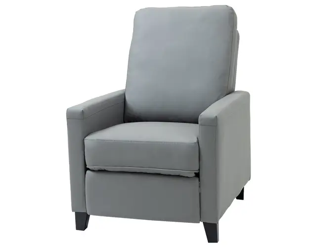 HOMCOM Fotoliu Capitonat, Fotoliu Rabatabil Manual cu Cotiere, din Imitatie de Piele, 70,5x86x99 cm, Gri | Aosom Romania