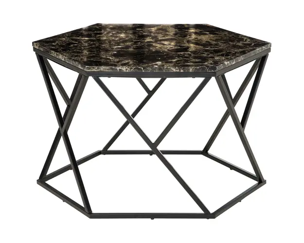 Masuta de cafea moderna cu blat din imitatie de marmura si structura din MDF si otel, 81x70x51,2 cm, negru HOMCOM | Aosom Romania