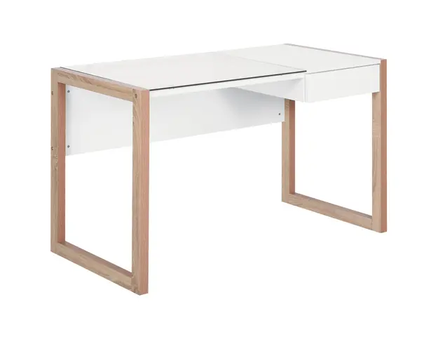 HOMCOM Masa de Birou Eleganta din Lemn si Sticla Temperata, Design Modern cu Sertar, pentru Acasa sau Birou, 120x60x75cm | Aosom Romania