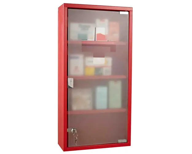 HOMCOM Dulap Prim Ajutor Montabil Perete, Cutie Medicamente, 60x30x12 cm, Rosu | Aosom Romania