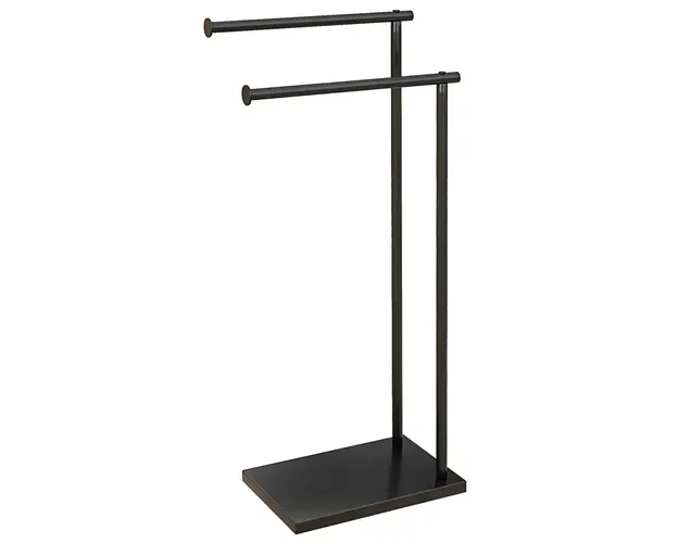 HOMCOM Suport de Podea pentru Prosoape cu 2 Brate, Suport pentru Prosoape de Baie din Metal, 35,5x20x78 cm, Negru | Aosom Romania