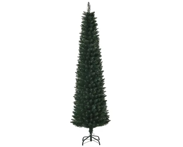 Brad de Craciun Artificial Inalt cu Baza Pliabila, 380 Ramuri, din PVC si Metal, de sarbatori, Verde HOMCOM | Aosom Romania