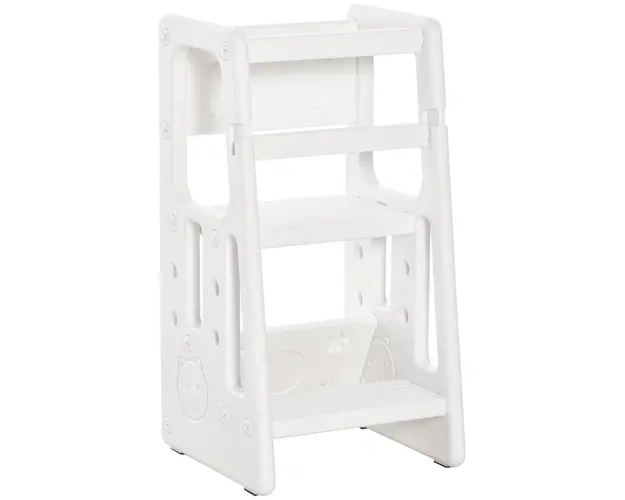 Turn de invatare Montessori, Inaltime Reglabila 3 Nivele, HDPE Inodor, 47x47x90cm, Alb HOMCOM | Aosom Romania