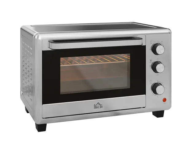 HOMCOM Mini Cuptor Electric cu Convectie 30L pentru Bucatarie Blat Temperatura Ajustabila 1600W Accesorii Incluse | Aosom Romania