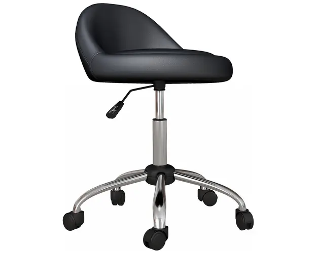 HOMCOM Scaun Salon Reglabil, Rotativ, Inaltime Ajustabila, Piele PU, cu Roti, Negru | Aosom Romania