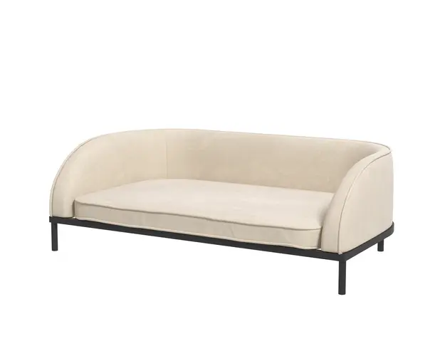 PawHut Canapea pentru, Scaun pentru Caini Mari si Mijlocii Inaltat cu Picioare si Husa Detasabila, 101,5x62x34,5 cm, Crem | Aosom Romania