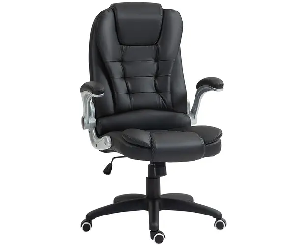 HOMCOM Scaun Ergonomic de Birou cu Brate si Inaltime Reglabile, Tetiera, si Functie de Balans, 111-121x60x69 cm, Negru | Aosom Romania