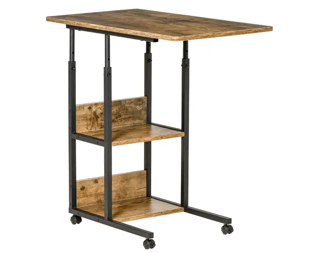 HOMCOM Masuta de Sufragerie Noptiera Reglabila in Inaltime Design Rustic Maro | Aosom Romania