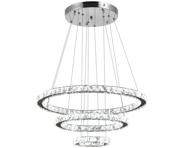 HOMCOM Candelabru LED Elegant cu 3 Inele Reglabile, Iluminat Modern Living, Plafoniera Decorativa Ф60x110cm | Aosom Romania