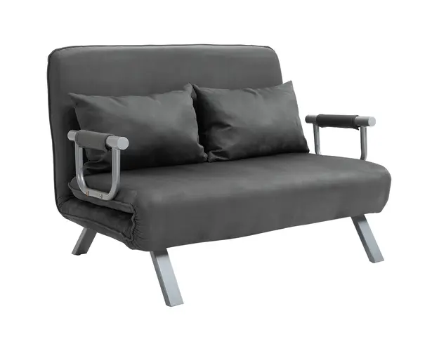 HOMCOM Canapea Extensibila cu Sezut Reglabil in 5 Pozitii si Perne Detasabile, Canapea din Imitatie de Piele, 105x80x78 cm, Gri | Aosom Romania