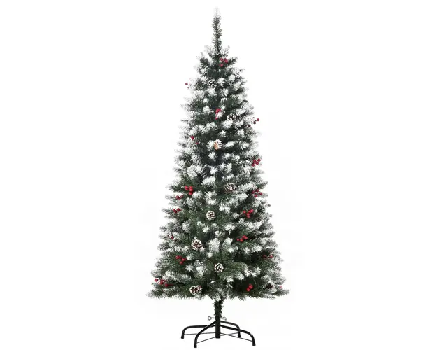 Brad de Craciun Inzapezit, brad Artificial, Φ53x150cm decoratiune de Craciun, brad cu zapada, brad alb HOMCOM | Aosom Romania