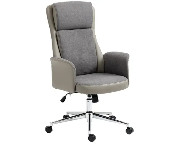 Vinsetto Scaun de Birou Elegant din 2 Tesaturi, Ergonomic, Reglabil pe Inaltime, cu Roti Pivotante, 65x72x108-118cm, Gri | Aosom Romania
