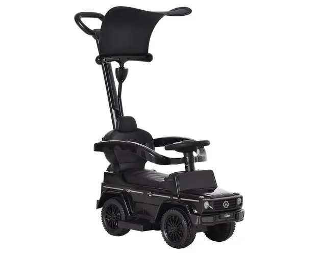 Masina copii 1 an, Paravan parasolar detasabil, spatiu de depozitare, Negru 85.5x40.5x95cm HOMCOM | Aosom Romania