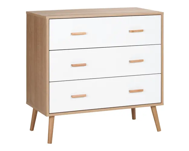 HOMCOM Comoda cu 3 Sertare pentru Sufragerie si Dormitor, Comoda Moderna din Lemn, 80x39x80 cm, Alb | Aosom Romania