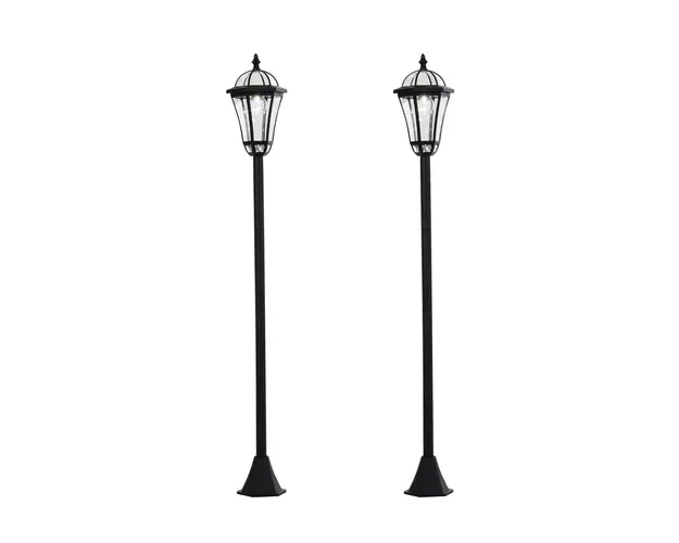Outsunny Set 2 Lampi Solare de Gradina, Lumini de Exterior Solare cu 2 LED, Aprindere Automata si Durata 6 Ore, Negru | Aosom Romania