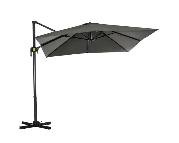 Outsunny Umbrela de Gradina cu Manivela de Mana cu Unghi Reglabil pe 5 Niveluri si Rotatie la 360, 245x245x248 cm, Gri | Aosom Romania