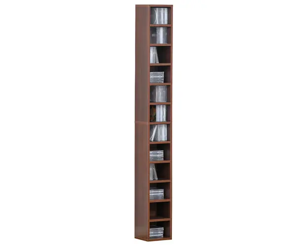 Biblioteca tip coloana cu 12 etajere, din MDF, sustine maxim 15kg 21x20x175cm, maro HOMCOM | Aosom RO