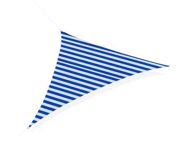 Outsunny Copertina Vela de Soare Triunghiulara pentru Gradina, Protectie UV, HDPE, Albastru si Alb, 5x5x5m | Aosom Romania
