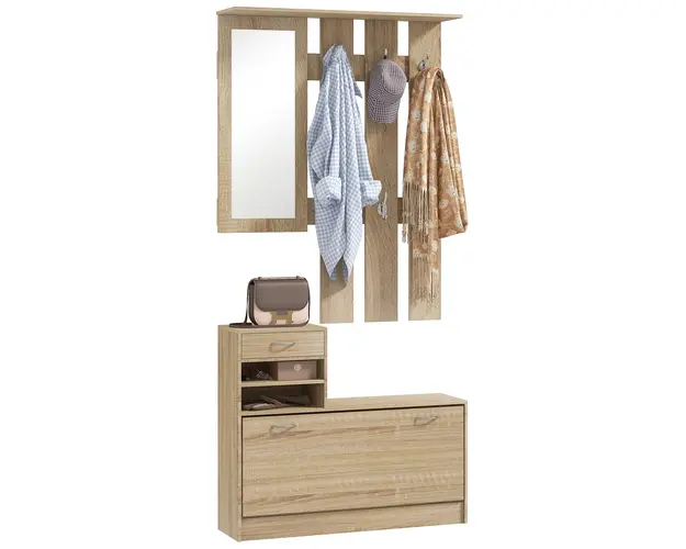 HOMCOM Set Mobilier cu 2 Rafturi Reglabile, 90x24x177 cm, Lemn Natural | Aosom Romania