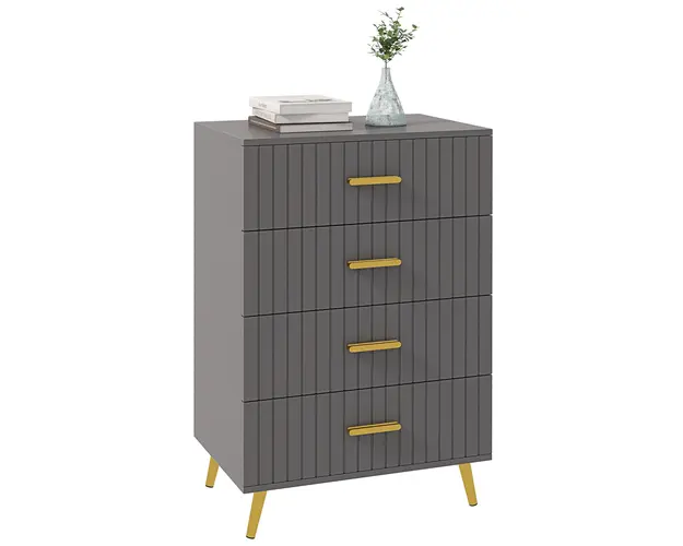 HOMCOM Comoda Moderna cu 4 Sertare, Unitate Sertar Depozitare cu Picioare din Aluminiu, 60x40x90 cm, Gri Inchis