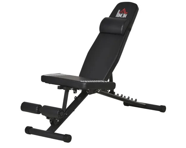 HOMCOM Banca pentru Greutati Pliabila, Antrenament Muscular, Tuburi din Otel, ABS, EVA, 145x55x41-114 cm, Negru | Aosom Romania