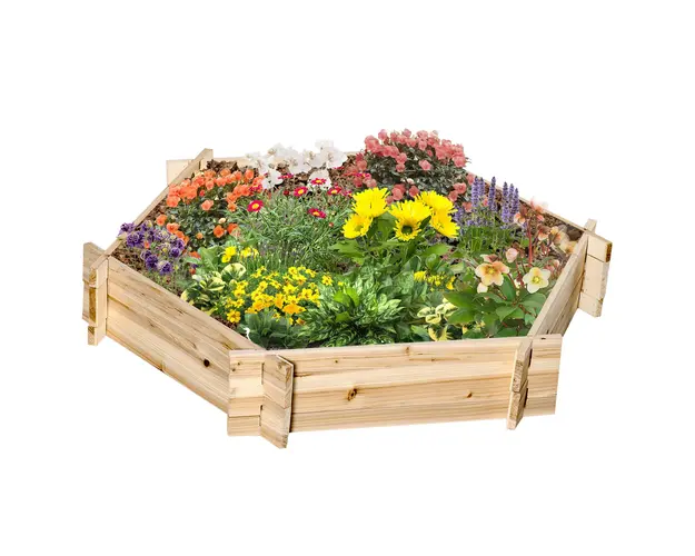 Outsunny Jardiniera Hexagonala din Lemn de Brad fara Baza pentru Gradinarit Urban si Balcon 100x92x16cm | Aosom Romania