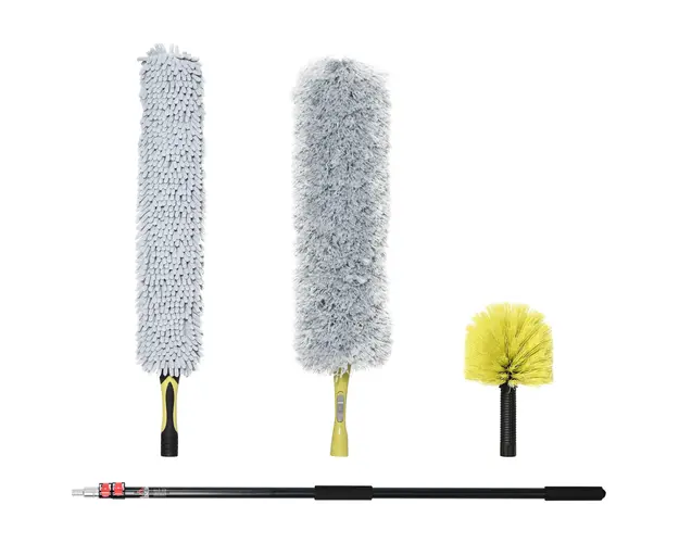 HOMCOM Kit de Curatare cu Stalp Telescopic 3,5m si Cap Pliabil, Microfibra pentru Praf | Aosom Romania