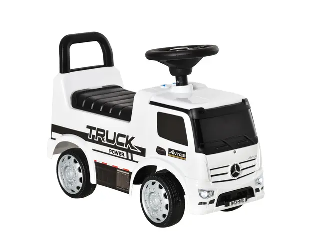 HOMCOM Masina Ride-on pentru Copii 12-36 Luni Impingere Bambi Volan Lumini Sunete Licenta Mercedes Alb | Aosom Romania