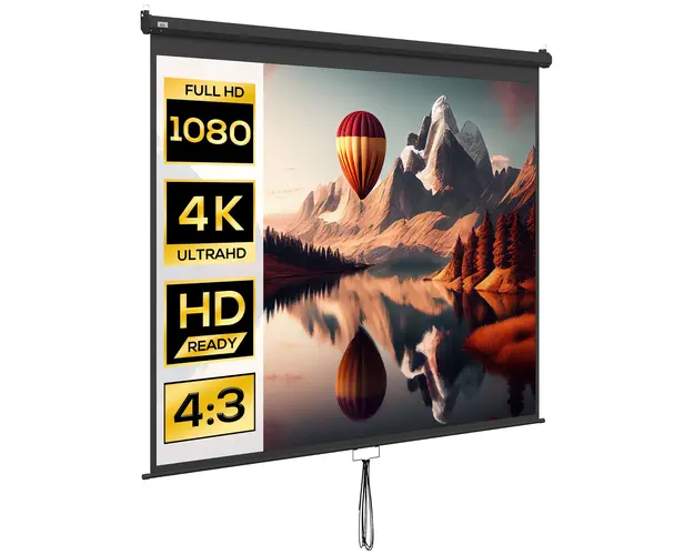 HOMCOM Ecran pentru Proiector 120 Inch Format 16:9/4:3 Reglabil, Ecran de Proiectie Compact, 244x183 cm, Negru | Aosom Romania