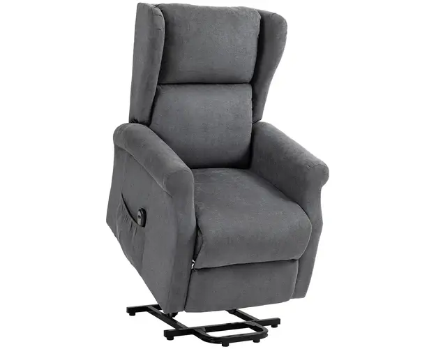 HOMCOM Fotoliu Electric Reclinabil din Material Textil cu Telecomanda si Suport pentru Picioare, 74x94x111 cm, Gri Inchis | Aosom Romania