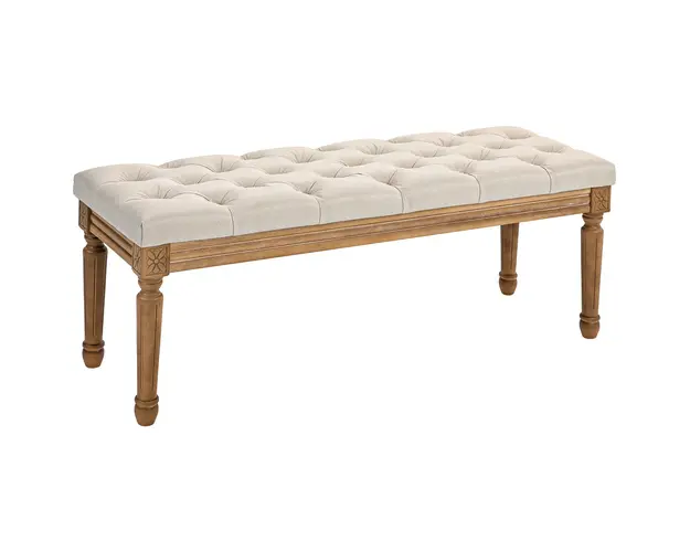 HOMCOM Banca Tip Ottoman, Banca Tapitata la Capatul Patului, 120x41x48 cm, Alb Crem | Aosom Romania